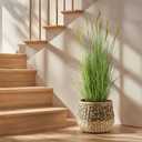 KOL 4ft 2-Pack Artificial Cattail Reed Grass, 47.2 Artificial Indoor Outdoor Fake Onion Grass Plant, Home Office Wedding Decorative Potted Plant Faux Greenery, Housewarming Gift, Green