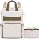 BERTASCHE Lunch Backpack for Women, 15.6 Inch Laptop Backpack with Insulated Cooler Lunch box, Nurse Backpack for Teacher Work Travel College Picnic, Beige