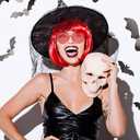 Red Wig and Party Sunglasses, Wig for Women, Short Bob Wigs with Bangs, Bright Red Wig with Neon Glasses Red Wig for Women (Red)