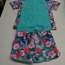 ADUKIDE Girls Rash Guard Swimsuit 2-Piece Bathing Suit UPF 50+ Summer Beach Swimwear Size Floral Hawaii 13T