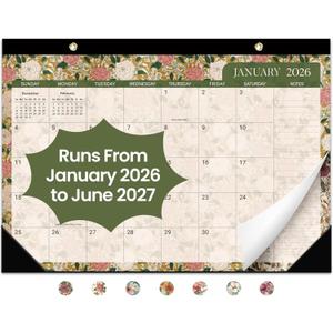 9 x Desk Calendar 2026-2027, 18-Month Calendar Runs from January 2026 to June 2027, 17" x 12" Desktop or Wall Calendar, Perfect Monthly Calendar Planner for Home, Office, or School - Garden Repose