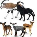 African Jungle Wild Animals Toy Antelopes Figure Realistic Plastic Figurine Gifts for Kids, Cake Topper, Playset Lot 5-Piece