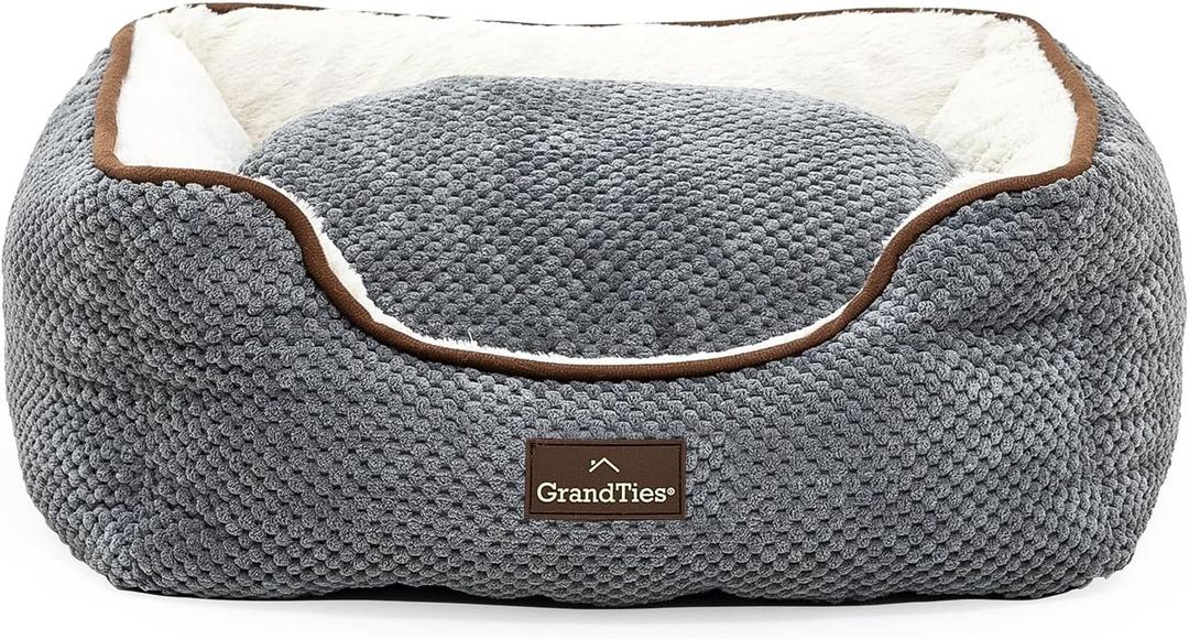 GRANDTIES Fluffy Dog Beds for Small Medium Large Dogs & Cats, Machine Washable Dog Bed, Rectangle Breathable Soft Calming Sleeping Warming Pet Beds w/Waterproof & Non-Slip Bottom (XS 17", Moonlight)