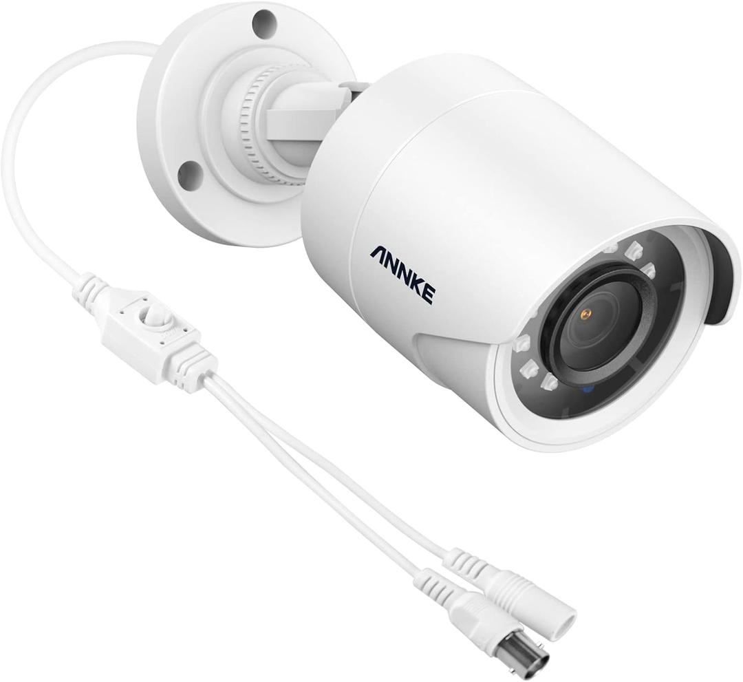 ANNKE 1080p Security Camera 4-in-1 CCTV Bullet Wired Cam, AHD/TVI/CVI/CVBS, Analog Surveillance Video AddOn Cams for Indoor/Outdoor Use, 100ft Clear Night Vision (Power Adapter Not Included) (White)