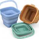 Dilabnba 3-Pack Collapsible Beach Buckets with Mesh Bag, Silicone Sand Water Pails for Kids, Easter Buckets, Portable Beach Toys for Travel, Camping, Fishing, Summer Fun