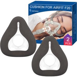 2 Packs Full Face CPAP Mask Cushion (L) for ResMed Airfit F20 & Airtouch F20, Innovative 3D Memory Foam with Built-in Silky Brown Velvet Liner - Highlights Cozy Fit & Leak-Free Seal for F20 Mask Large