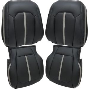 NLQR Front Driver and Passenger Side Bottom & Top Replacement Seat Covers Black Microfiber Leather Compatible with Ford F150 Platinum Ed 2015 2016 2017 2018 2019 2020