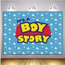 Qian It's a Boy Theme Photography Backdrops Blue Sky White Clouds Kids Birthday Party Photo Background Newborn Baby Shower Booth Studio Shoot Props 10x8FT