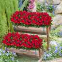 KHOYIME Artificial Flowers for Outdoors, 3PCS Red Fake Impatiens Flower Bouquet Faux Silk Floral Stems Plants Bulk UV Resistant Indoor Decorations for Table Centerpieces Home Garden Wedding Decor