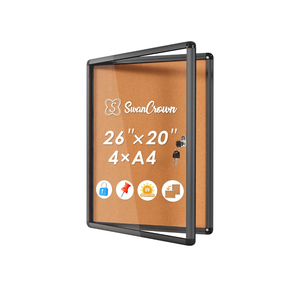 Lockable Bulletin Board Notice Pin Cork Boards Tamper Proof Message Board for Photos Memos,26x20inch (4xA4)