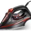 Steam Iron for Clothes, 3-Way Auto Shutoff, Ceramic-Coated Soleplate with Burst Steam, Anti-Drip and Anti-Calc, Self-Cleaning, 1500W Powerful for Home Use Light Garnet