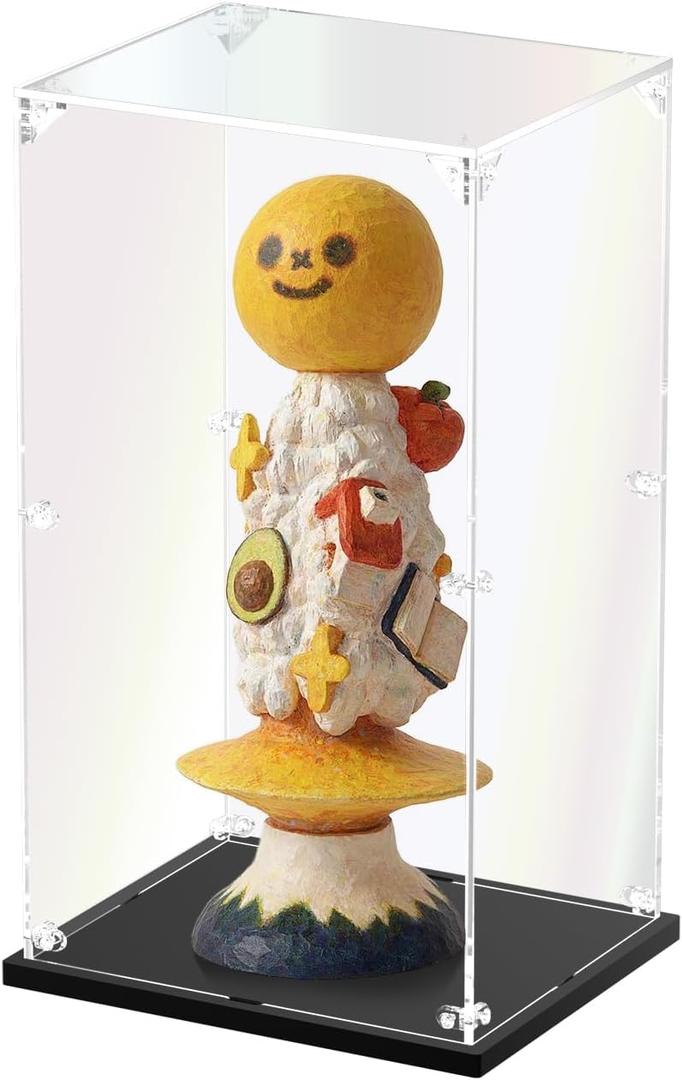 3MM Clear Acrylic Display Case, Self-Assemble Showcase for labububu mokokoo Collectibles, Action Figures, FIW, Dolls- Alternative Glass Box for Commemorative Gifts (10*8*18inch,25*20*45cm)