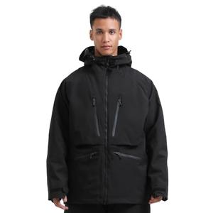 GSOU SNOW Ski Jacket Mens Snowboard Coat Waterproof Insulated Snow Coat Winter Hooded Mountain Jackets Black S