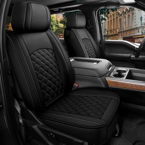 Faux Leather Car Seat Covers Set Fit for Chevrolet Silverado Collection Compatible with 2007-2025 GMC Sierra 1500 2500HD 3500HD in Black Automotive Interior Accessories (Black-Full Set)