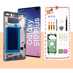 for Samsung Galaxy S10 Plus LCD Display Screen Assembly Replacement for Samsung Galaxy S10Plus LCD Touch Digitizer Screen with Frame S10+ 6.4" G975U G975FD G975A without fingerprint Black