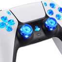 eXtremeRate Multi-Colors Luminated D-pad Thumbstick Share Option Home Face Buttons for PS5 Controller BDM-030 040 050, Clear Buttons 7 Colors 9 Modes DTF LED Kit for PS5 Controller - NO Controller (Transparent)