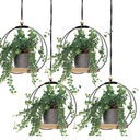 Geelin 4 Pack Plant Hanger with Wood Base Hanging Window Planter Boho Macrame Hanging Potted Plant Holders for Indoor Outdoor Window Wall Ceiling Home Decoration, Pot & Sapling Not Included (Khaki)