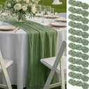 12 Pack Sage Green Cheesecloth Table Runners  10FT Rustic Gauze Bulk Set for Wedding Reception, Woodland Baby Shower, Garden Party, or Boho Spring Event Decor