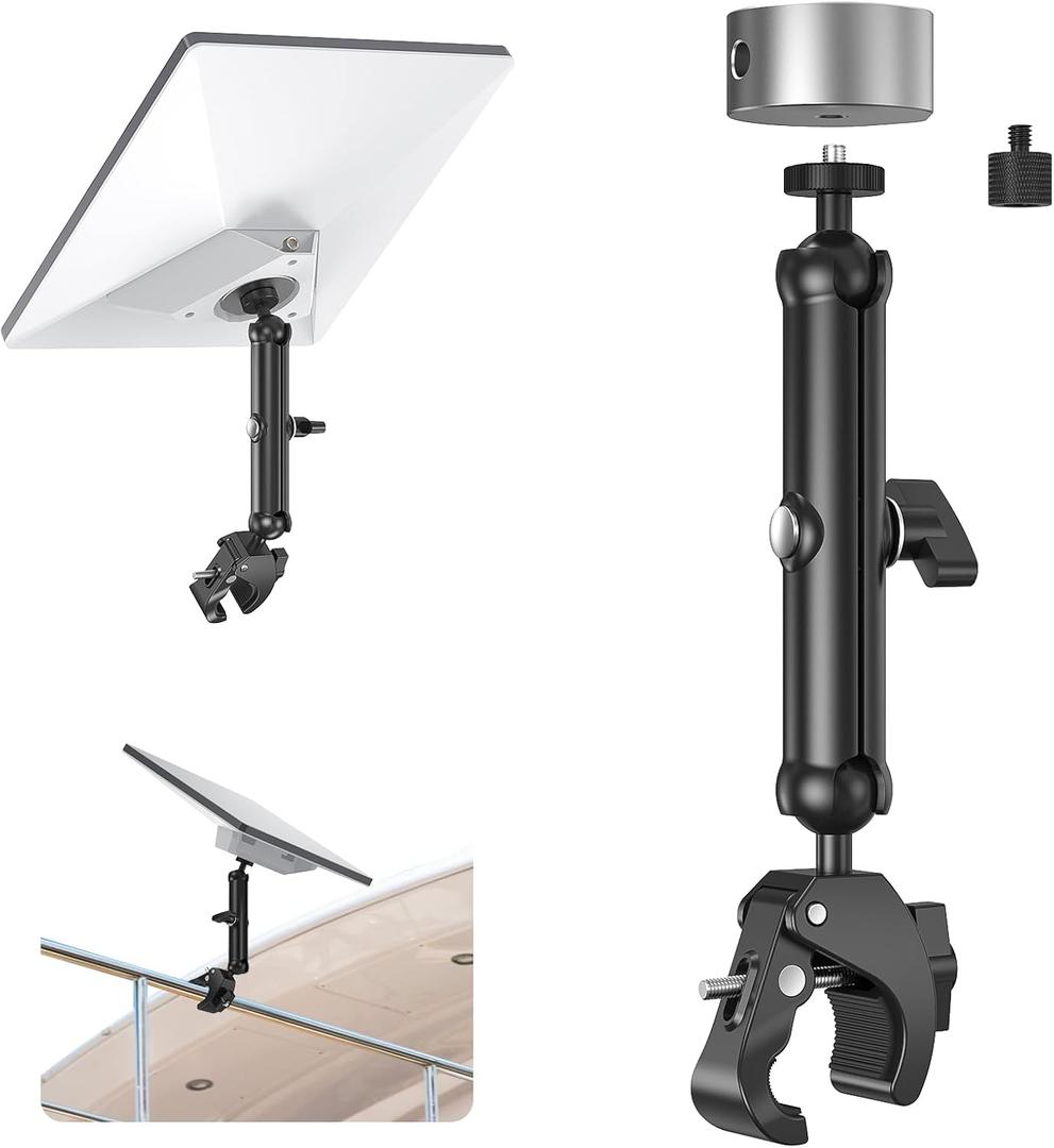 EDUP LOVE Starlink Mini Clamp Mount for RV Camper Roof Rack Balcony, 2026 Upgraded Adjustable Aluminum Tripod Pole Bracket with 1/4"-20 & 3/8"-16 Thread, Fit for Starlink Mini/ Mini X