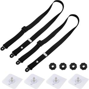 2 Pack Adjustable TV Safety Straps, Wall Anchors Prevent Falling Strap, No-Drill Adhesive Anti-Tip Furniture Anchors for Baby Proofing