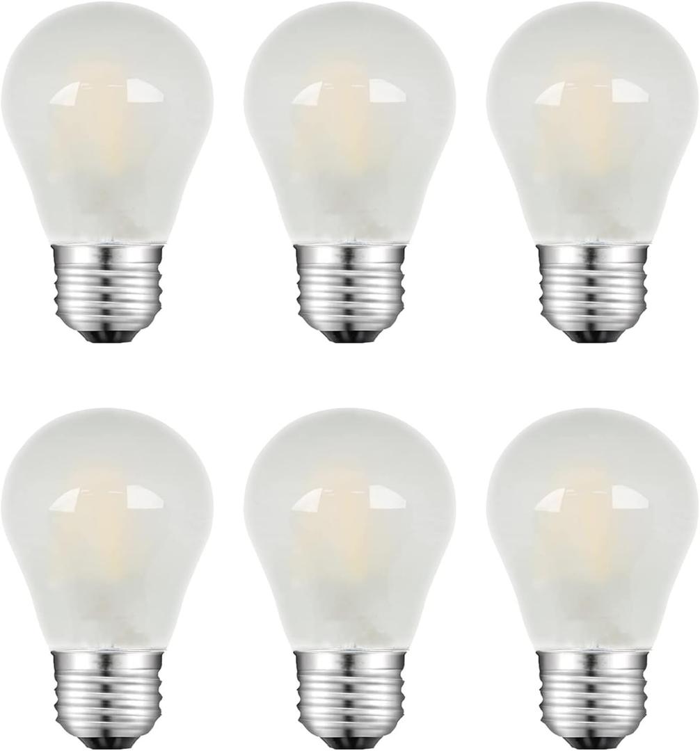 Beonllay Frosted E26 LED Bulb 25w Equivalent 2700K Warm White 2W LED Light Bulb Dimmable LED Filament Globe Bulb, Short Edison Bulb for Ceiling Fan, Chandelier, Vanity, 6 Pack
