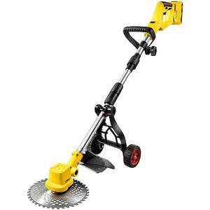 2026 New 30000 RPM Brushless Cordless Weed Wacker with Wheels, 12-Inch Battery Powered Electric Weed Eater, 4-in-1 Grass Trimmer, Brush Cutter, Stringless Weed Trimmer & Lawn Edger (1, Yellow)