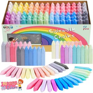 90 PCS Sidewalk Chalk-30 Colors Cone Shaped Drawing Chalk for Kids, Jumbo Washable Chalk Giant Box Non-Toxic Dustless, Painting on Sidewalk Bulk, Outdoor Art, Blackboard, Playground (1 Count (Pack of 90), Multicolor)