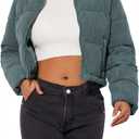 Women's Crop Short Jacket Cropped Puffer Fashion Jackets for Women Warm Winter Lightweight Coat M 