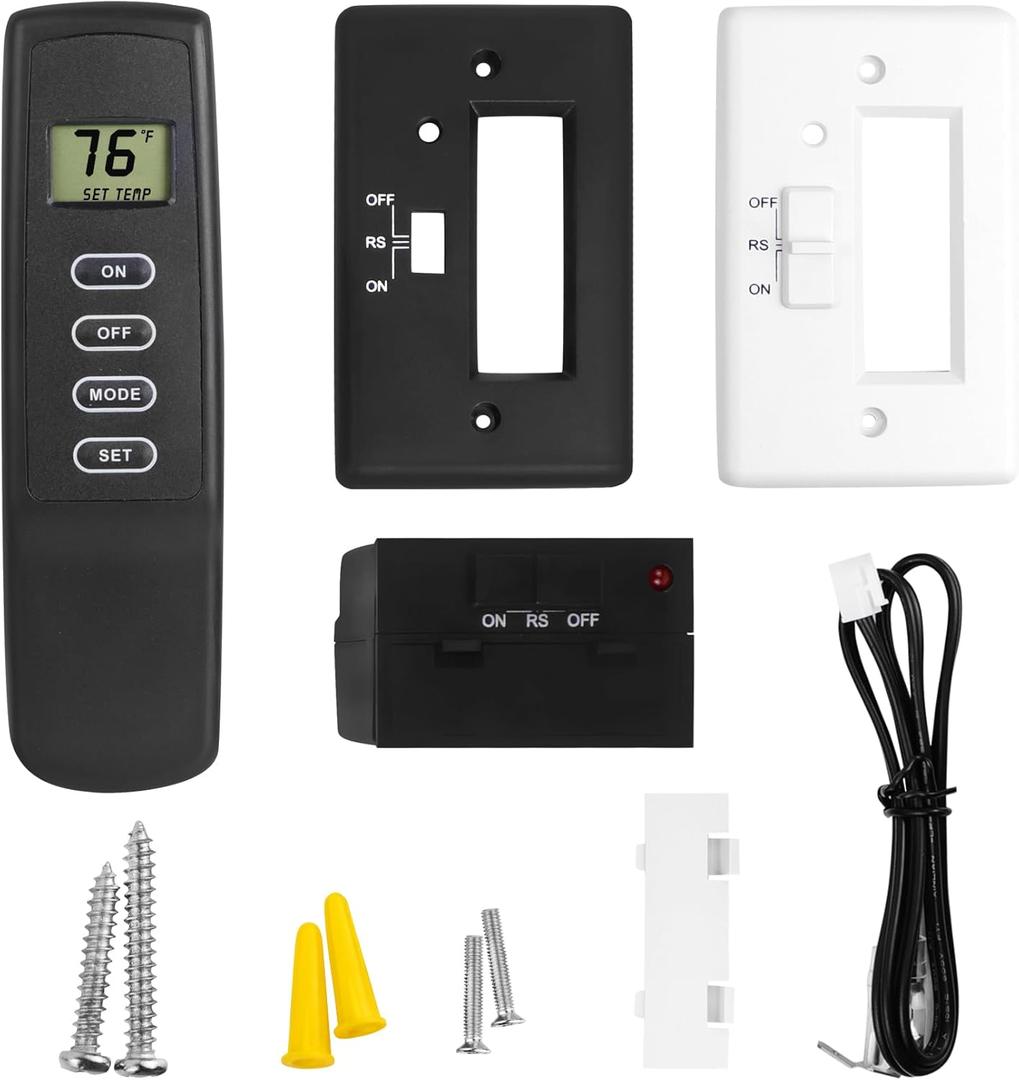 Upgrade Fireplace Remote Control Thermostat Kit fit for skytech ambient majestic monessen vermont ect Millivolt Gas Valve Fireplaces and Stoves,Blue Backlight Buzzer, WITHOUT BATTERY (Temp Adjustment+lcd Screen+indicator Light)