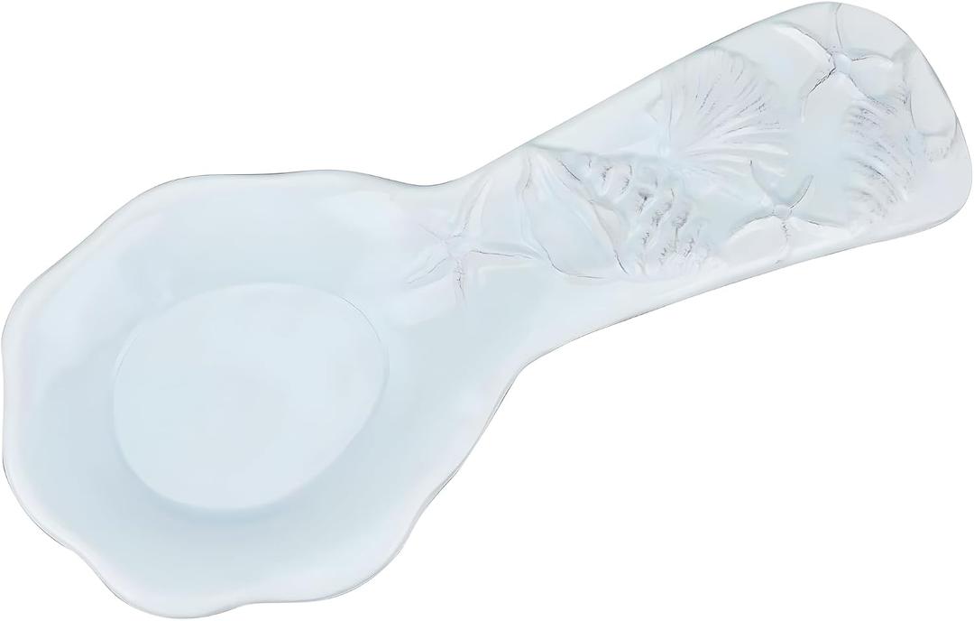 Blue Sky Clayworks Laguna Coastal Spoon Rest, Ceramic, 11" Length, Serene Ocean Counter Accent