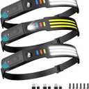 Lsnisni Headlamp Rechargeable 3 Pack, 230 Wide Beam Head Lamp LED, Head Flashlight with Motion Sensor, 5 Mode Head Lights for Forehead, Waterproof Headlamps for Adults Hiking Camping Gear