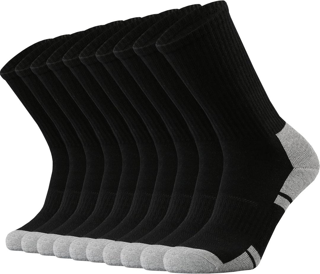 Ortis Men's Cotton Cushion Crew Socks Moisture Wicking Breathable Thick Warm Thermal for Athletic Heavy Duty Work Boot (10-13, Blackgrey)