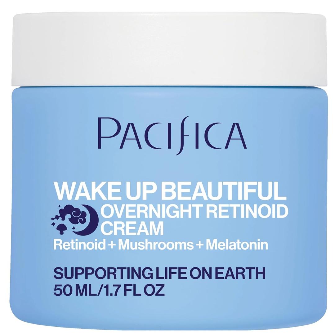 Pacifica Wake Up Beautiful Retinoid Night Cream  Overnight Anti-Aging Moisturizer with Hyaluronic Acid & Melatonin, Reduces Wrinkles & Fine Lines, Hydrating and Gentle for Dry or Mature Skin, Vegan