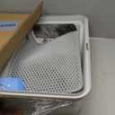 Stainless Steel Litter Box | XL Enclosed Cat Litter Boxes with Lid for Big Cats | High Sided, Anti-Urine Leakage | Non-Stick Bottom & Includes Litter Mat & Metal Scoop (Silver Gray)