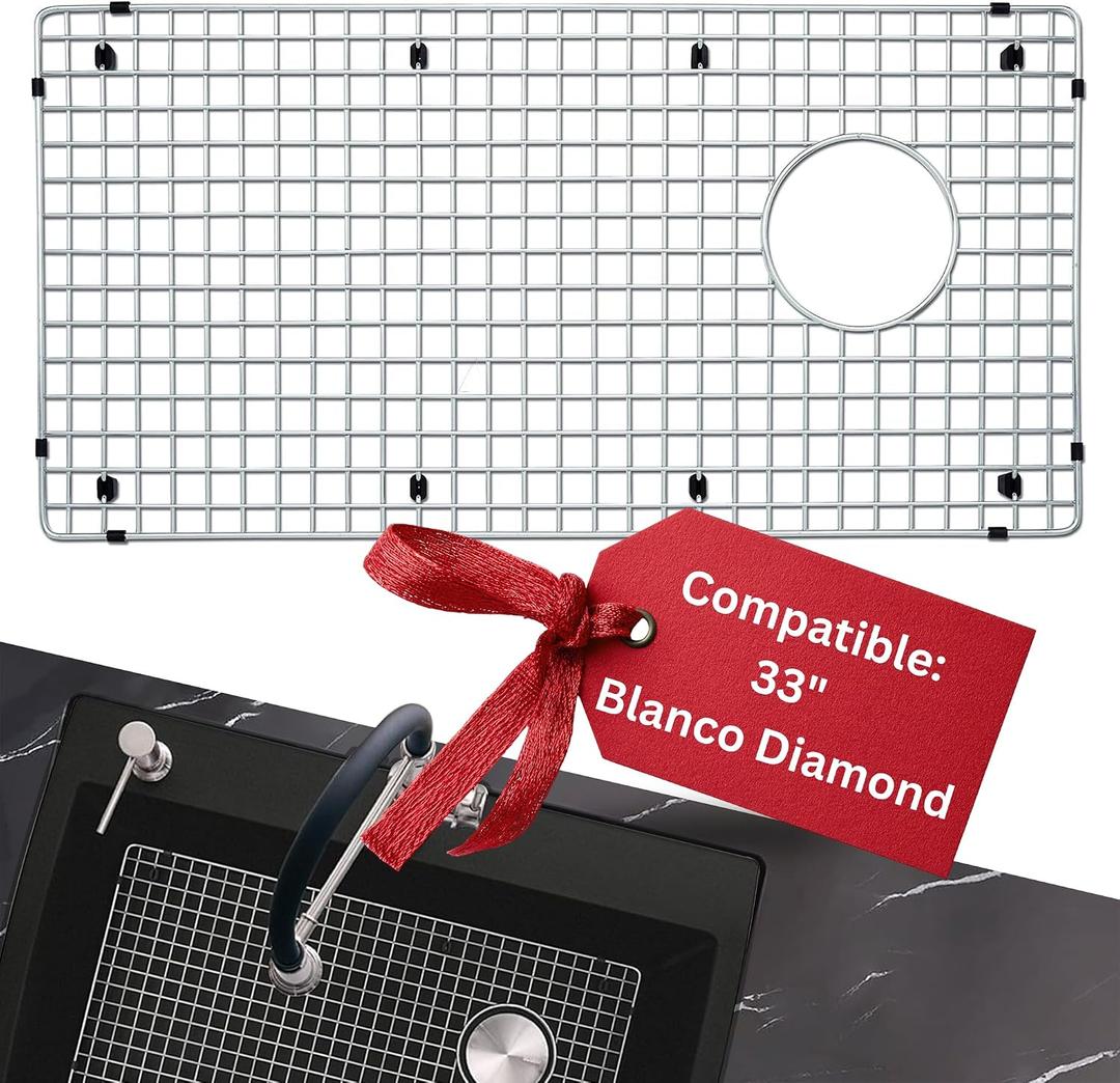VALUN 221010 Sink Grid - Only Compatible with 33" Blanco Diamond Super Single - Sink Grid Size [28.12" x 14.31"] - Durable Stainless Steel for Enhanced Efficiency