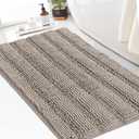 Turquoize Chenille Bath Rugs Non Slip Bath Mat, 24 x 36, Taupe, Shaggy, Soft & Absorbent, Area Rug