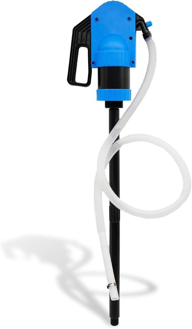 New Upgrade Plastic Lever Action Drum Pump, 55 Gallon Hand Lever Drum Pump is 1 Pint Per Stroke | for High Viscosity Oils, Agricultural Chemicals | 6.56 ft of 3/4 Corrugated Hose