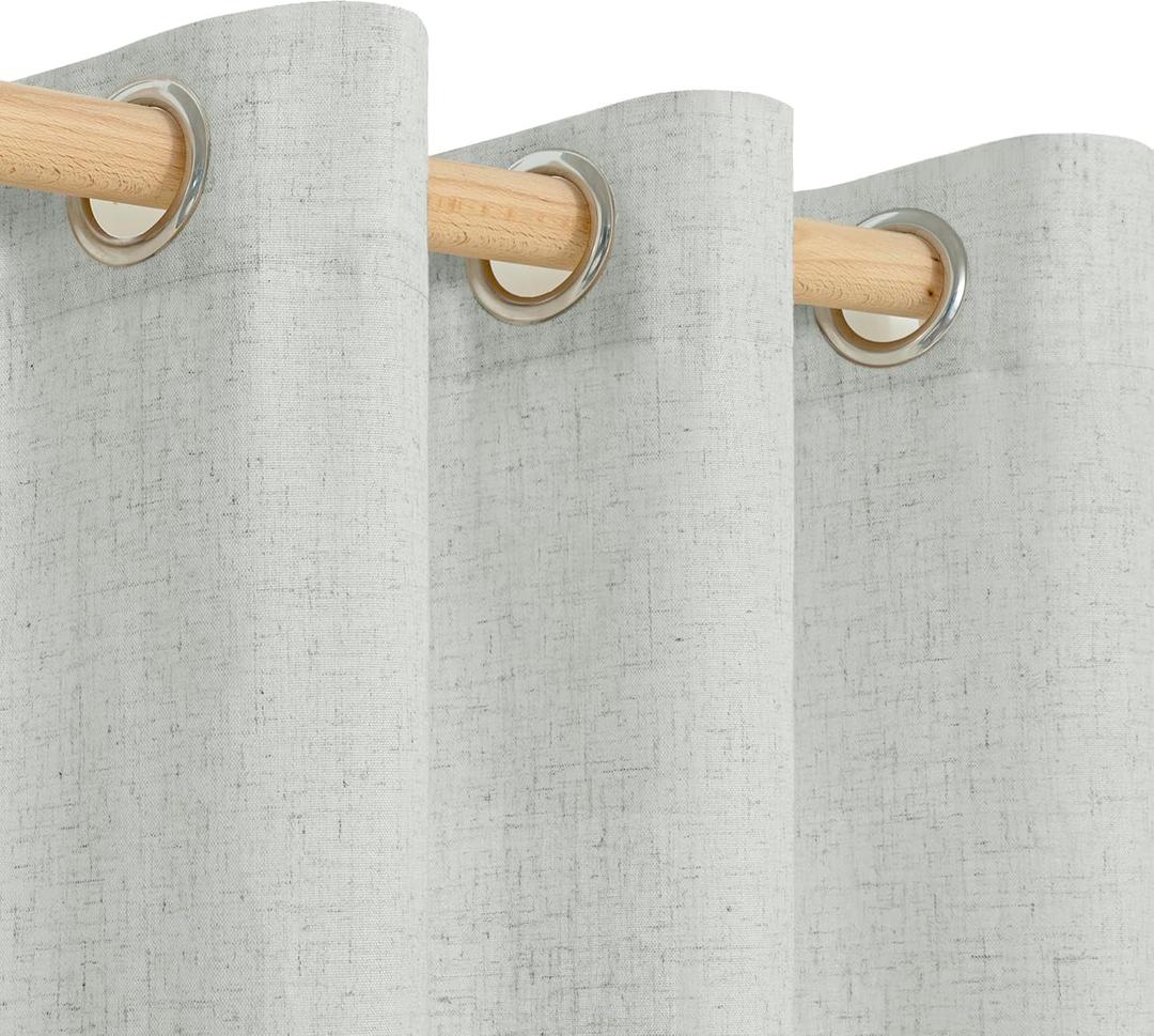 YoungsTex Light Grey Linen Curtains for Living Room 84 Inch Length Grommet Light Filtering Linen Textured Curtains Privacy Window Drapes for Bedroom Farmhouse, 2 Panels, 52 X 84 Inch