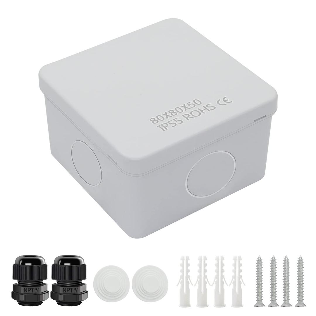 LeMotech Junction Box, Electrical Box IP65 Water Resistant Dustproof ABS Plastic Project Enclosure for Electronics White 3.1 x 3.1 x 1.9 inch