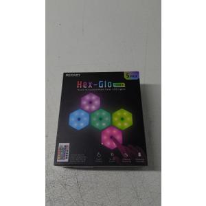 Merkury Innovations Hex Glo Touch Activated Multi Color LED Lights | Modular, Touch-Sensitive and Remote-Controlled RGB Lighting | Aesthetic Room Decor | 16 Colors | 5 Pack