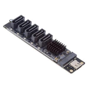 cablecc 10Gbps USB-C 5 Ports Type-C to 6Gbps NGFF B+M Key SATA Adapter Converter PM Port Multiplier Selector JMB575 JMS580