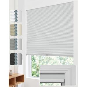 No Drill Cellular Shades, Trim-to-Fit Blackout Cordless Honeycomb Blinds, 30"W x 64"H