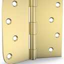 goldenwarm Pack of 3 4in Door Hinges Brushed Brass Gold Door Hinges Butt Hinges with Square & Round Corners, Interior Door Hardware
