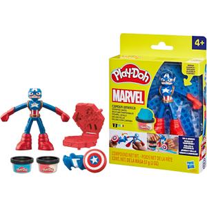 Play-Doh Marvel Captain America Stamping Shield with Bendy Action Figure, Imagination Toys for 4 Year Old Boys and Girls and Up