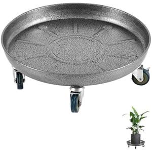 LeafLassie Heavy Duty Plant Caddy with Wheels 12 Inch, 360° Caster, Outdoor Rolling Plant Dolly That is Not Easily Rusted, Indoor Metal Plant Cart with Rollers, Plant Pot Trolley, Silver 2 Pack