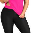 Yonique 3 Piece Plus Size Swimsuits for Women Tankini Tops with Sports Bra and Swim Capris Athletic Bathing Suits (Black Pink) 12W