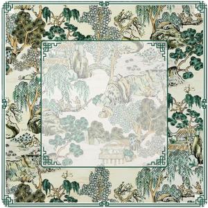 UTELKA Green Mahjong Mat, Japanese Garden Mahjong Mats Table Cover, Green Oriental Noise Reduction Mahjong Game Pad, Chinoiserie Mahjong Accessories Supplies for Poker, Card, Board 31.5 Inch, 31.5x31.5