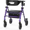 Rollator Walkers for Seniors with Seat, Foldable Rolling Walker Purple