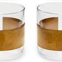 Espresso Cups Set of 2 with Wooden Ring, 5 OZ High Borosilicate Espresso Shot Glass, Clear Small Expresso Shots Cup, Espresso Accessories