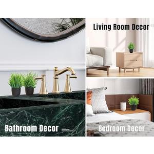 Der Rose Fake Plants 2 Packs Artificial Plants Small Faux Plants Black Bathroom Accessories for Halloween Bathroom Home Kitchen Coffee Table Office Desk Decor Indoor (Green)